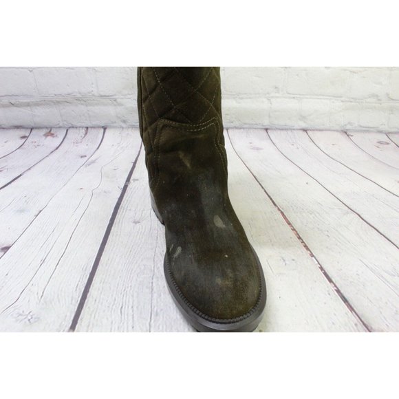 Aquatalia Olive Green Suede Quilted WP Mid Calf Pull on Boots US 6 - Picture 8 of 10